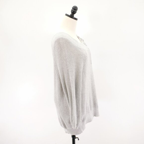 Express Gray Knit Sweater Medium Scoop Neck Cotton - Picture 7 of 9